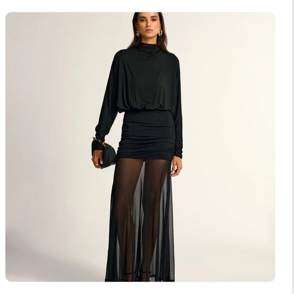 Commense Black Sheer Maxi Dress